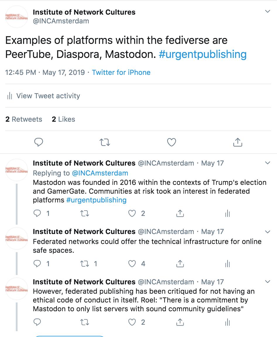 Tweet by Institute of Network Cultures.