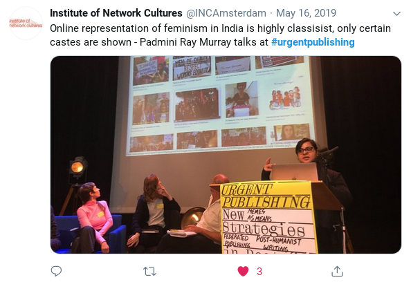 Tweet by Institute of Network Cultures.